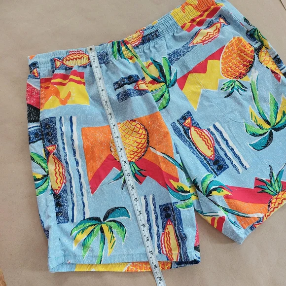 Unique Vintage Pineapple Print Men's Swim Shorts L - Picture 7 of 8